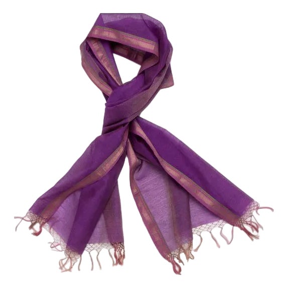 Bijou Magenta Silk-Cotton Scarf For Sale