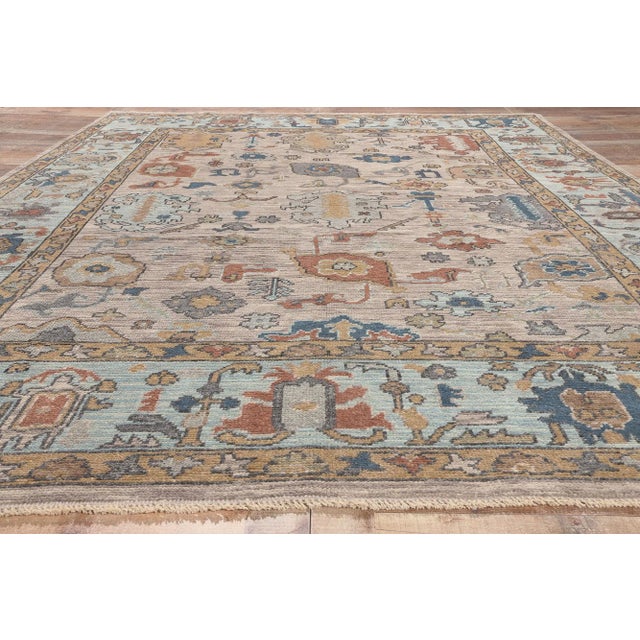 Gray Sky Blue & Gray Oushak Rug - 08'11 X 12'00 For Sale - Image 8 of 9