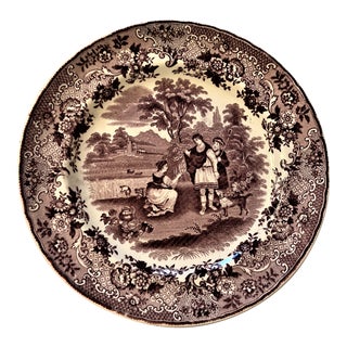 Antique Petros Regout & Maastricht Ruth and Boaz Transferware Plate Circa 1860 For Sale