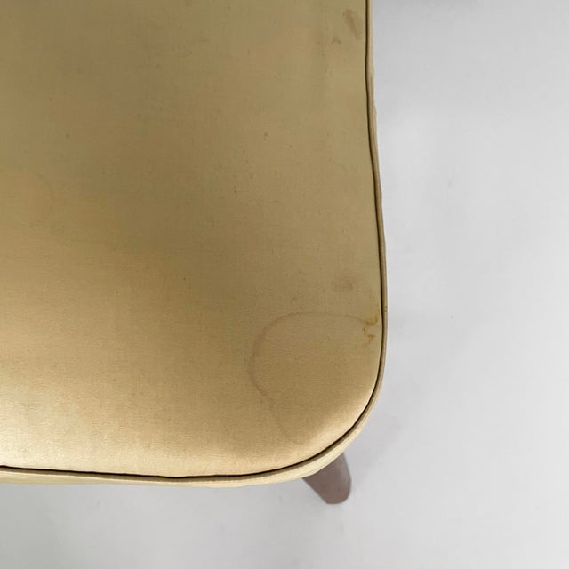 Textile Italian Art Deco Pouf in Wood and Beige Satin, 1940s For Sale - Image 7 of 13