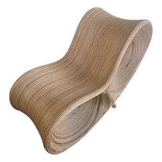 Vintage Sculptural Rattan Ribbon Lounge Chair - Organic Modern For Sale