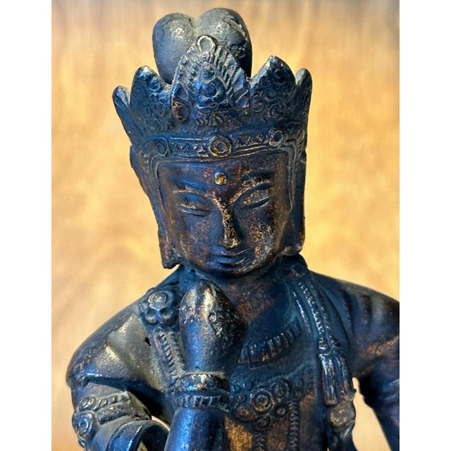 Japanese Bronze Statue Nyoirin Kannon on Lotus Throne For Sale - Image 10 of 12