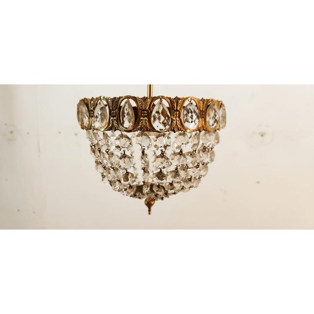 Brass Suspension Light with Crystals For Sale - Image 13 of 17