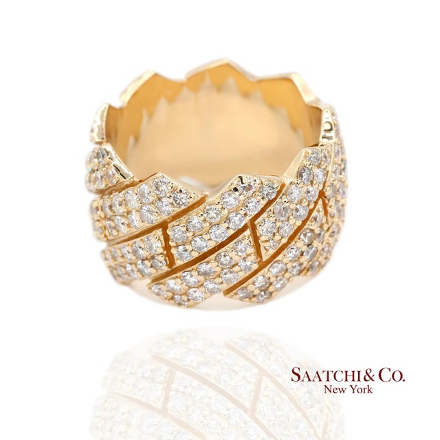 Gold Diamond Band Ring Metal Type: 18k Yellow Gold Total Item Weight: 14.4 Grams Ring Size: 8 (Not Resizable) Dimensions:...