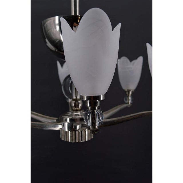 Art Deco Modernist Chrome Chandelier, France, 1930s For Sale - Image 13 of 18