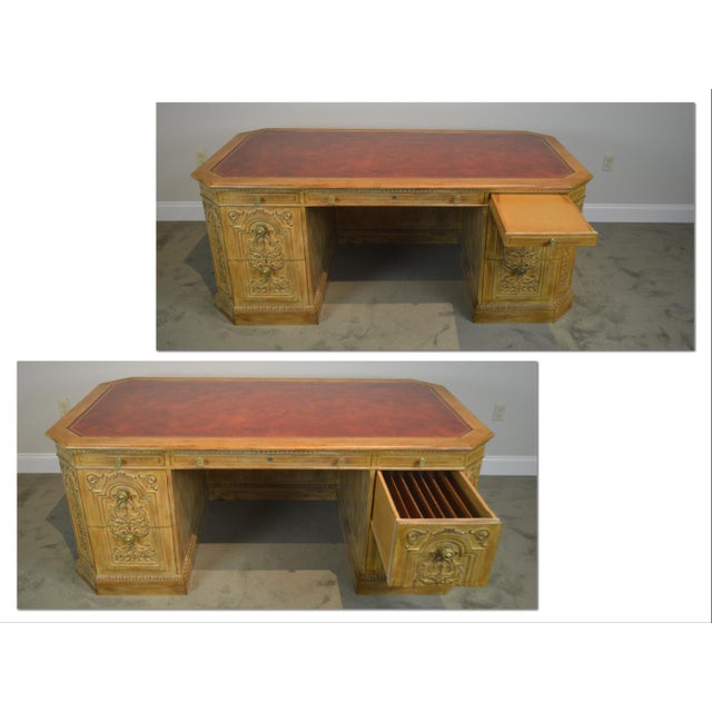 French Rococo Style Carved Executive Desk | Chairish