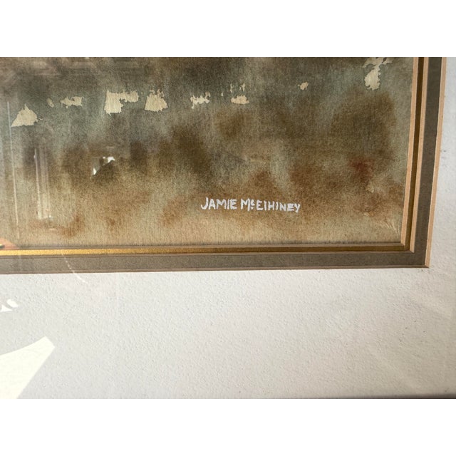 1970s Jamie McElhiney Original Farmhouse Landscape Watercolor Painting, Framed For Sale - Image 9 of 12