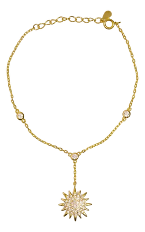 Diamond & Gold Sun Fashion Style Hand Bracelet