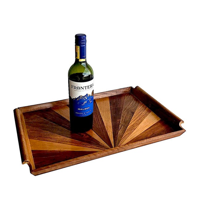 1980s Mid 20th Century Marquetry Wood Tray For Sale - Image 5 of 12