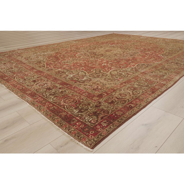 Red Haji Khalili Antique Persian Tabriz Rug, 09'00 X 12'00 For Sale - Image 8 of 10