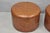 Contemporary Modern Moroccan Style Brown Faux Leather Round Storage Ottoman Pair For Sale - Image 4 of 15