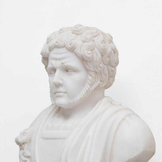 White Bust of a Roman Emperor, 20th Century, Marble For Sale - Image 4 of 10