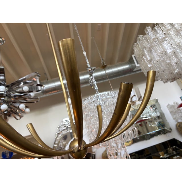 Metal Italian Modern Brass Chandelier For Sale - Image 7 of 10
