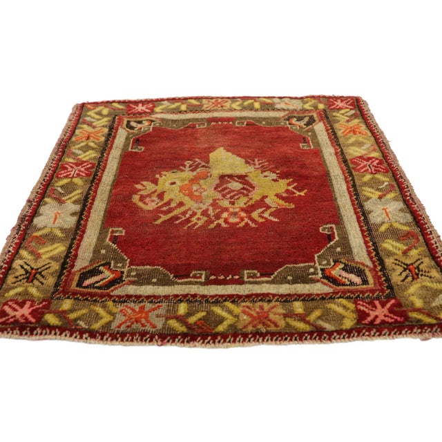 Tribal Vintage Turkish Yastik Rug - 02'02 X 02'03 For Sale - Image 3 of 8