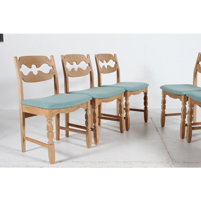 Wood Vintage Danish Razor Blade Chairs in Oak by Henning Kjærnulf, 1970s, Set of 6 For Sale - Image 7 of 12