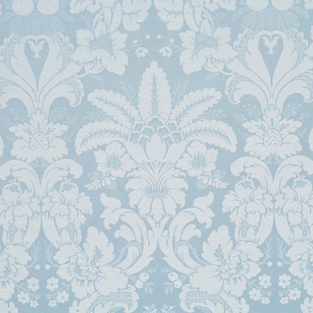 Traditional Sample - Schumacher Kennedy Damask Fabric In Robin'S Egg For Sale - Image 3 of 5