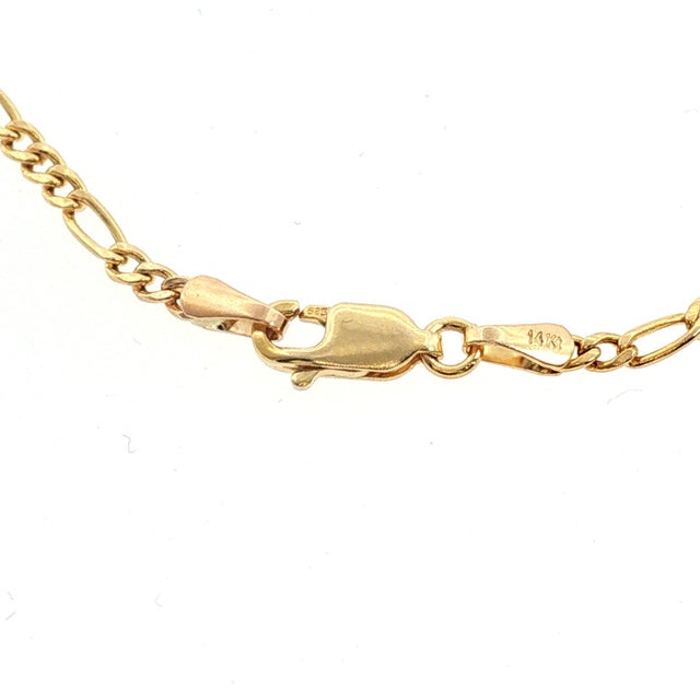 Contemporary Vintage 14k Yellow Gold 18" 2.3mm Figaro Neck Chain For Sale - Image 3 of 4