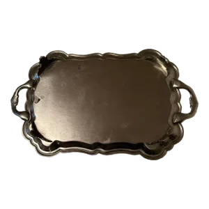 Vintage 1980s Fb Rogers Silver Plated Footed Serving Tray With Ornate Handles