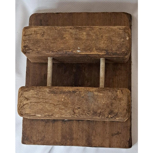 Late 18th Century Antique Carved Wood a Man Riding Rooster Springerle Cookie Board Mold Folk Art, 18th Century For Sale - Image 5 of 12