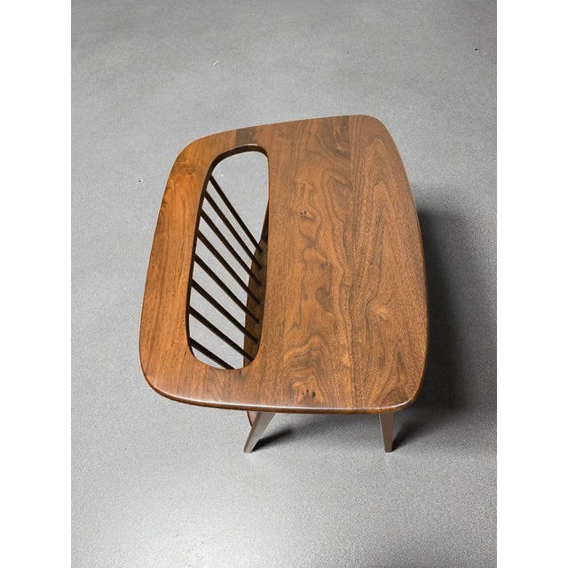 Mid-Century Modern Restored 1960's Arthur Umanoff Solid Walnut Magazine Rack Side Table For Sale - Image 3 of 6