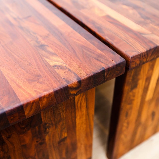 Wood Vintage 1970s Studio Made Solid Walnut Side or End Tables For Sale - Image 7 of 12