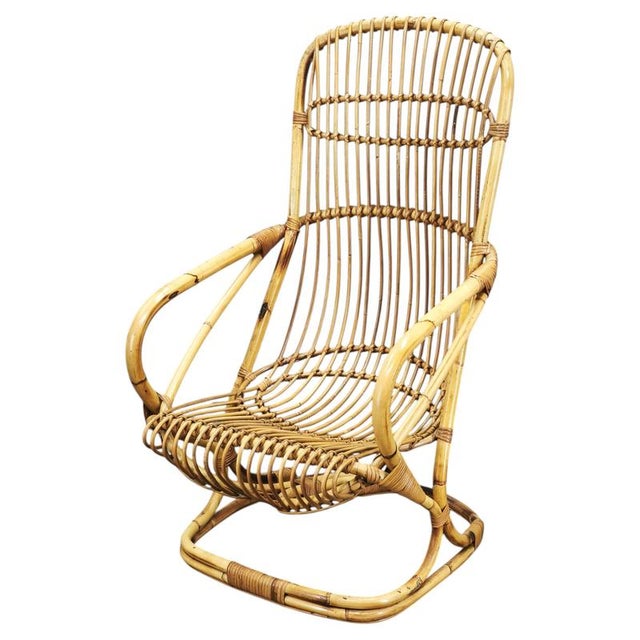 Vintage Italian Rattan Lounge Chair by Tito Agnoli, 1950s For Sale - Image 16 of 16