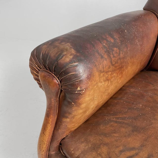 Art Nouveau Armchairs with Armrest in Brown Leather, England, 1920s, Set of 2 For Sale - Image 9 of 18