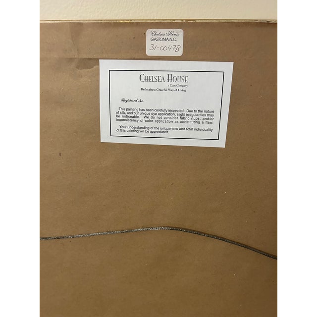 1990s Chinoiserie Oil on Silk Painting of Birds With Lotus Blooms by Chelsea - a Pair For Sale - Image 18 of 18