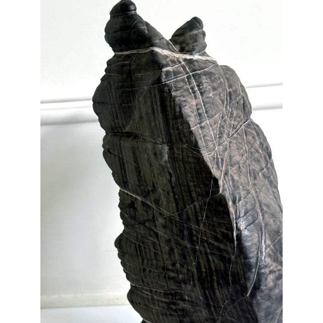 Wood Rare Chinese Antique Black and White Lingbi Scholar Stone on Display Stand For Sale - Image 7 of 18