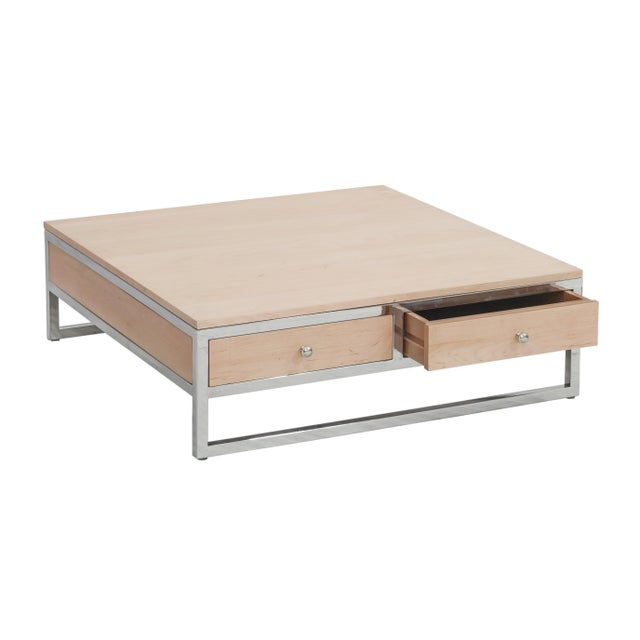Pasargad Home Arden Square Modern Coffee Table With 2 Drawers For Sale - Image 4 of 7