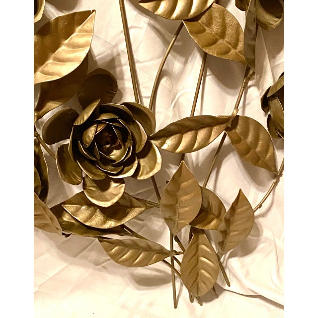 1960s Mid-Century Modern 1960s Large Gold Metal Floral Wall Sculpture For Sale - Image 5 of 8