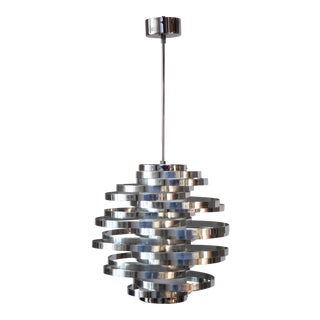 Polished Aluminum 'Cyclone' Pendant Fixture by Gaetano Sciolari For Sale