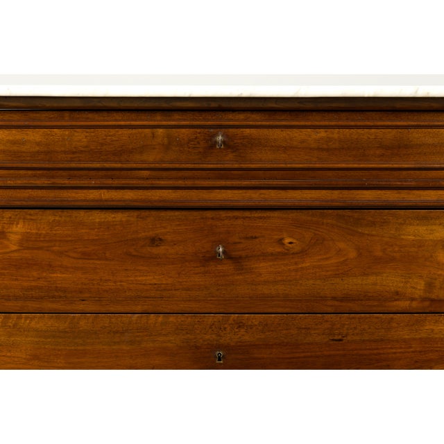 Mid 19th Century Mid-19th Century French Louis Philippe Walnut Marble Top Commode For Sale - Image 5 of 18