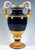 Baroque 20th Century Snake Handle Vase Cobalt with Flower Painting and Gilding from Meissen, 20th, 1992 For Sale - Image 3 of 7