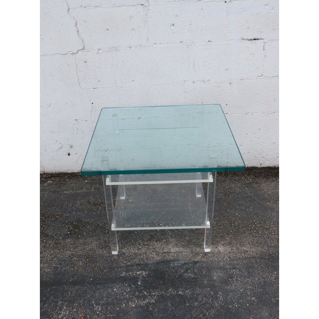 Hollywood Regency Lucite Glass Top Side End Table 6382 For Sale - Image 13 of 15