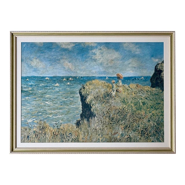 Vintage Claude Monet Seascape Print, Framed and Matted For Sale