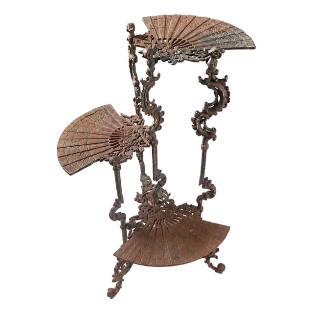 Victorian Cast Iron Three-Tier Plant Stand, 1890s For Sale