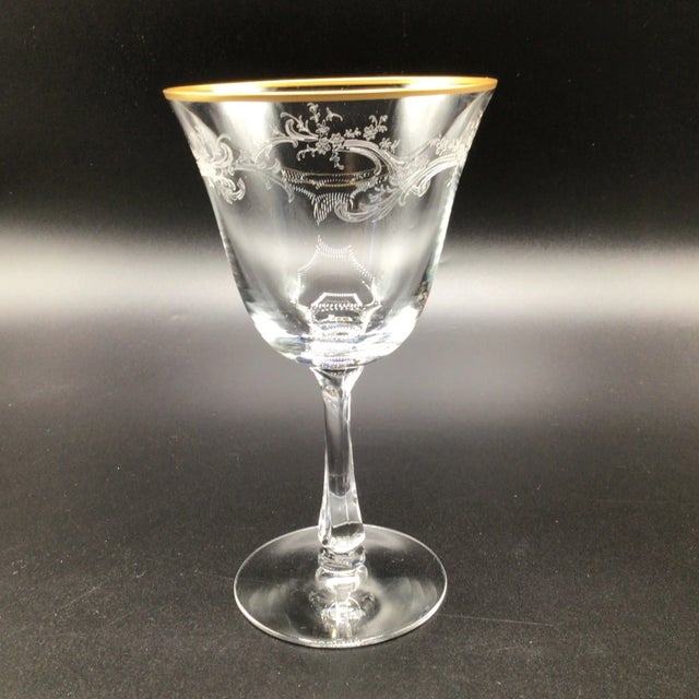 Traditional Fostoria "Golden Lace" Water Goblets - Set of 7 For Sale - Image 3 of 12