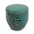 Beautiful ceramic ocean teal garden stool. Vintage style finish. Subtle painted botanical designs and nail head detail...