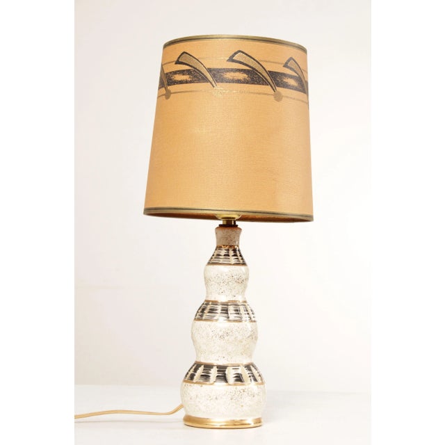 Mid 20th Century Mid Century Modern Ceramic Table Lamp with Drum Shade For Sale - Image 5 of 13