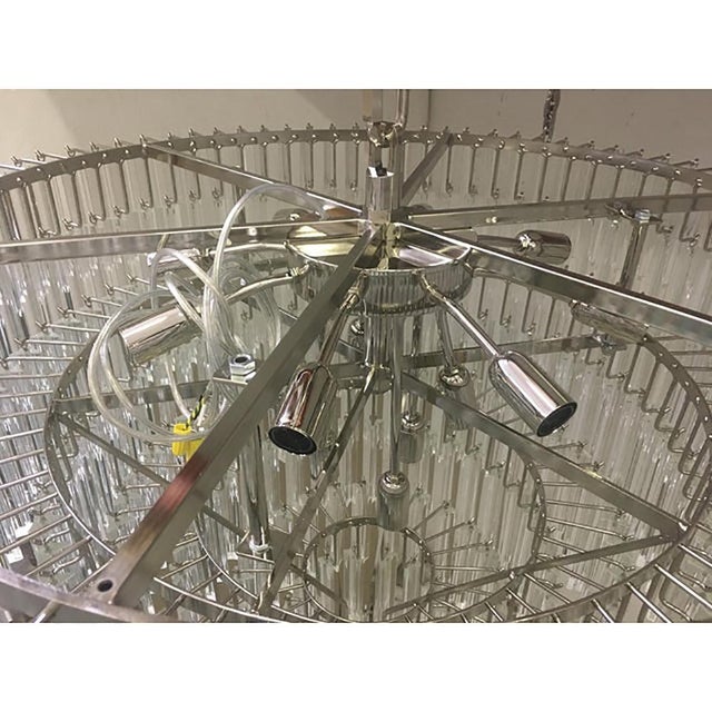 Contemporary Clear Triedro Murano Glass Chandelier in Venini Style Diameter 100 cm = 39.4" height only chandelier 100 cm =...