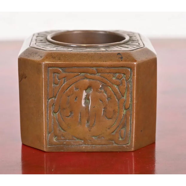 Tiffany Studios Tiffany Studios Bronze Zodiac Pen or Brush Cup Holder, Signed and Numbered For Sale - Image 4 of 12