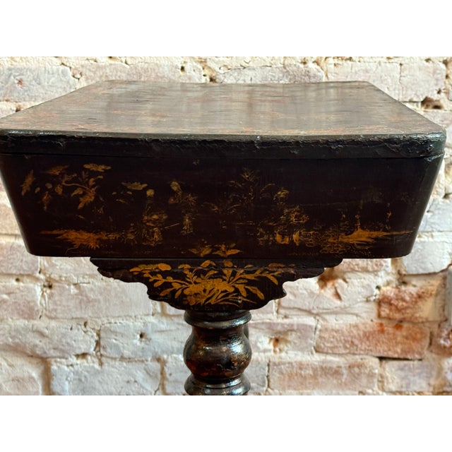19th Century Victorian Chinoiserie Style Sewing Table For Sale - Image 12 of 16