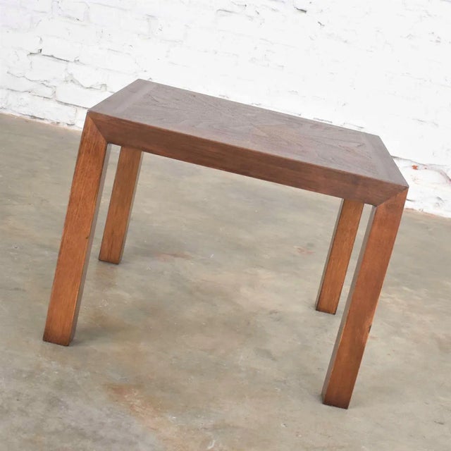 Brown KODI----Vintage 1970s Modern Parsons Side Table by Lane Walnut Square With Inlay Style #1124-18 For Sale - Image 8 of 13