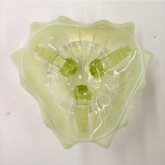 Mid-Century Green Glass Footed Bowl For Sale - Image 9 of 11