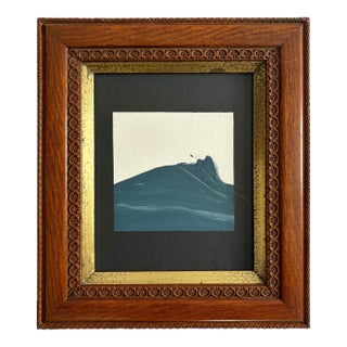 "Visualization" Abstract Art in Antique Frame, Seascape Painting Transitional Wall Art by JTS For Sale