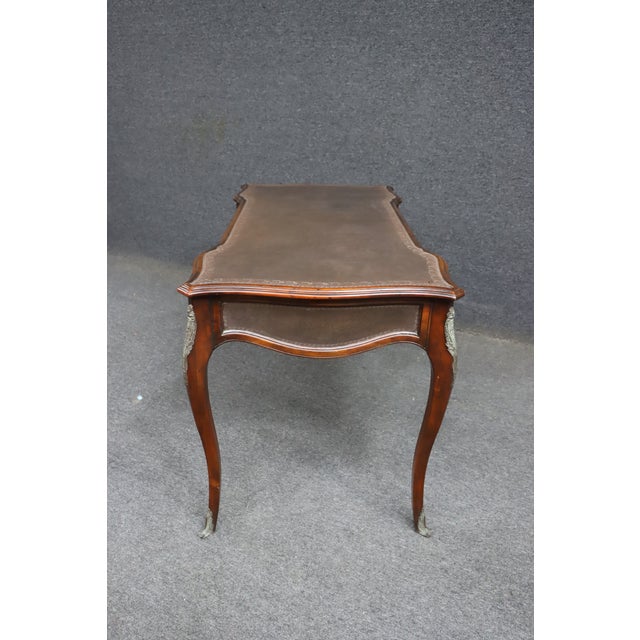 Brown French Provincial Writing Desk With Ormolu Mounts For Sale - Image 8 of 13
