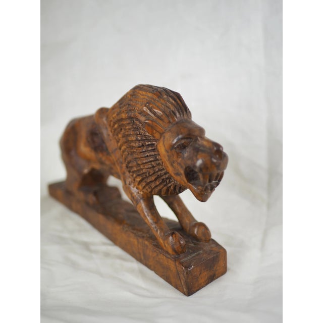 Wood Early 20th French Carved Walnut Wood Lion For Sale - Image 7 of 9