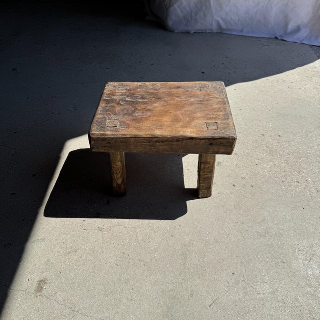Small Antique Stool in Teak, 1980s For Sale - Image 6 of 11