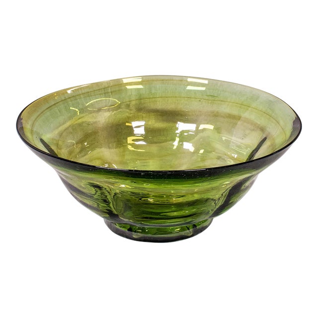 Vintage Mid Century Modern Fruit Bowl, Continental, Art Glass Serving Dish, 1970 For Sale